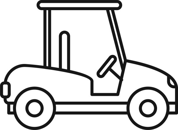 高尔夫球车球场图标轮廓风格图片下载