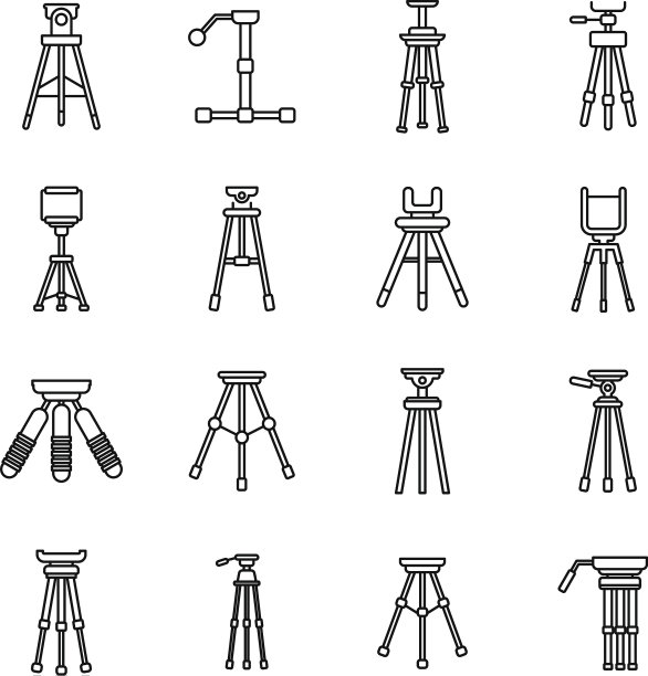 三脚架支持图标设置轮廓风格图片下载