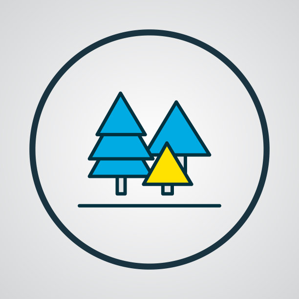 森林图标彩色线条象征优质品质图片下载