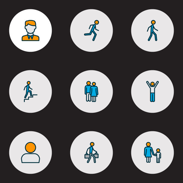 人类的图标彩色线设置与配置文件对图片下载