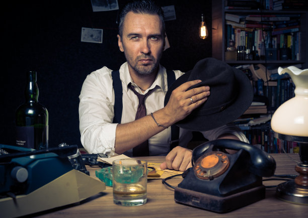 幕后私家侦探，黑色电影场景图片下载