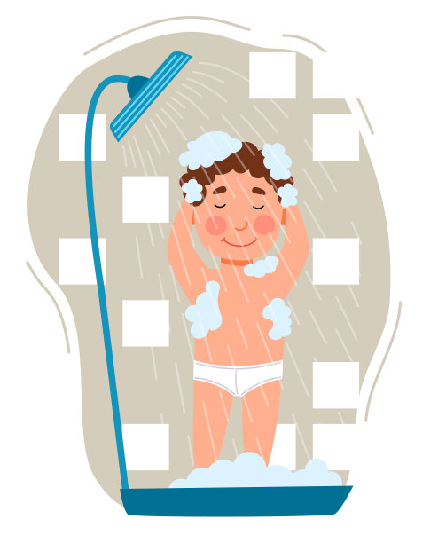 男孩洗澡，孩子卫生图片下载