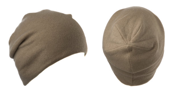 在白色背景上孤立的帽子。针织帽子。棕色的帽子图片下载