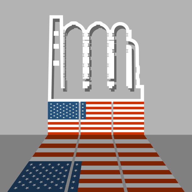 工厂工业的标志和美国的旗帜图片下载