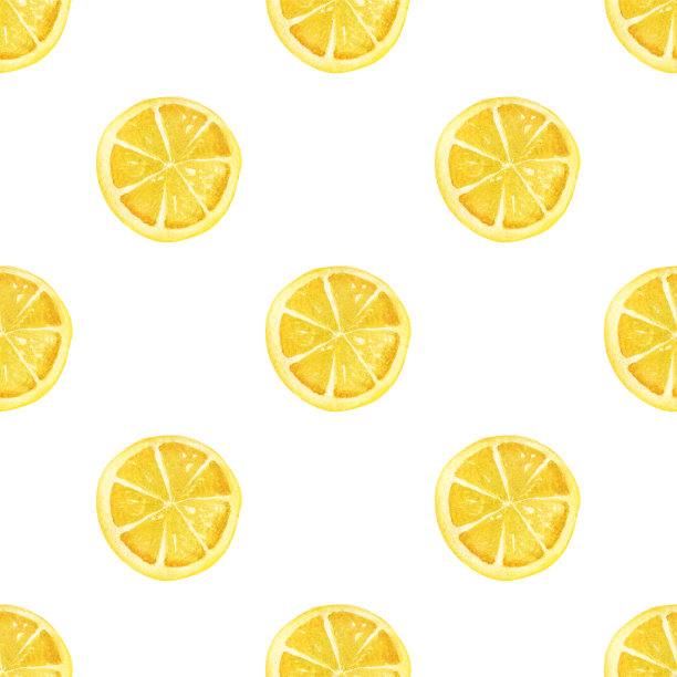 水彩柠檬在白色的背景。无缝模式。图片下载