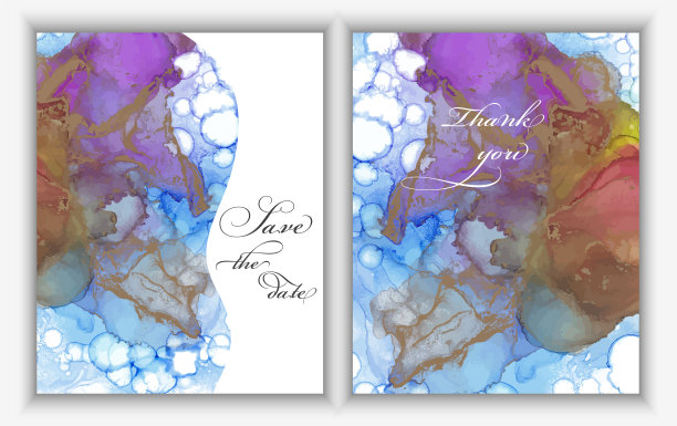 现代创意设计，大理石质感背景。婚礼的邀请。酒精墨水。图片下载