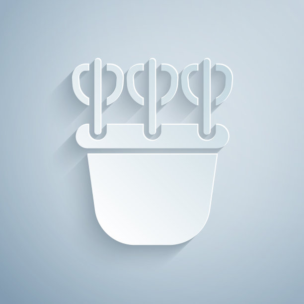 剪纸颤抖与箭头图标孤立在灰色图片下载