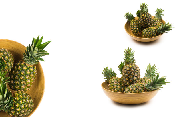 把菠萝放在碗里，分离成白色。图片下载