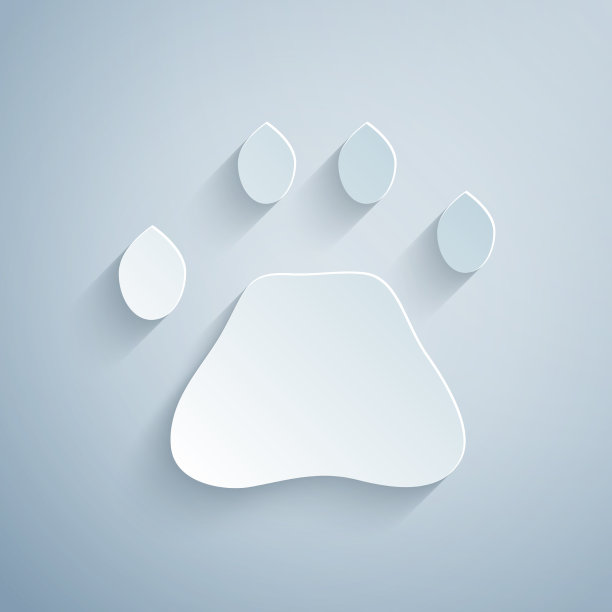 纸剪熊掌脚印图标孤立在灰色图片下载