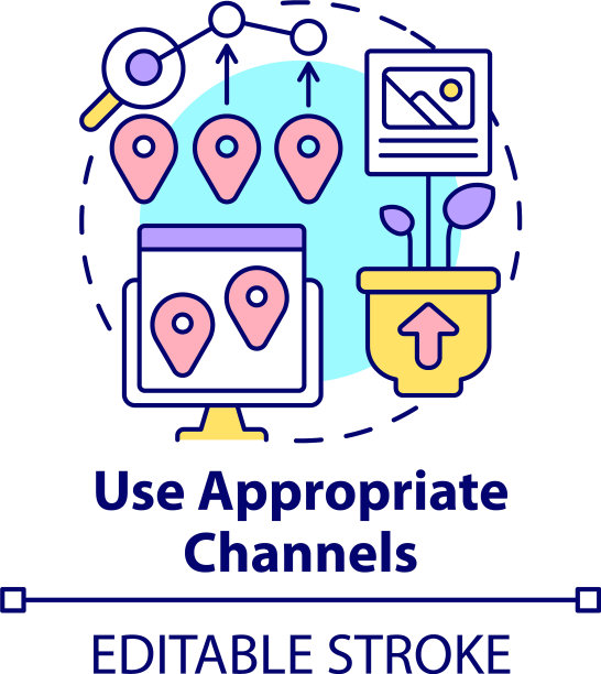 使用适当的渠道内容概念图标图片下载