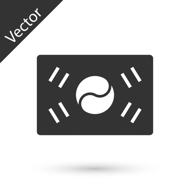 灰色的韩国国旗图标孤立在白色上图片下载