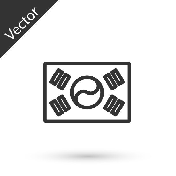 灰色线的韩国国旗图标孤立的白色图片下载