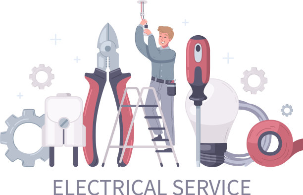 电气服务卡通构图图片下载