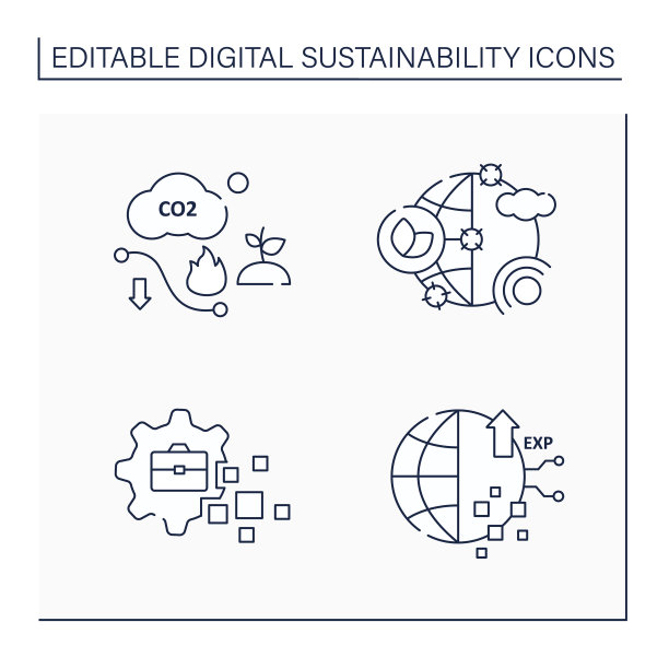 数字可持续线图标设置图片下载