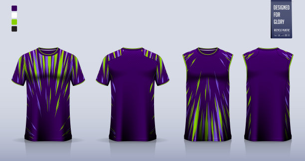 运动t恤，足球运动衫，足球装备，篮球制服，背心，和跑步singlet模型。面料图案设计。向量。图片下载
