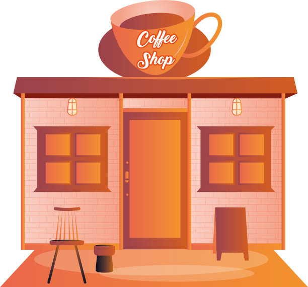 配有家具的现代咖啡店图片下载