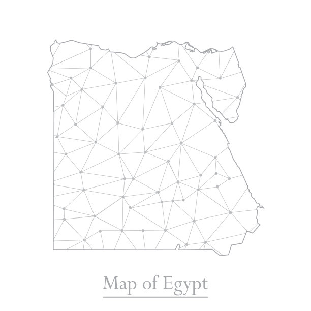 矢量地图的埃及与流行的三角形设计多边形抽象。矢量插图eps 10图片下载