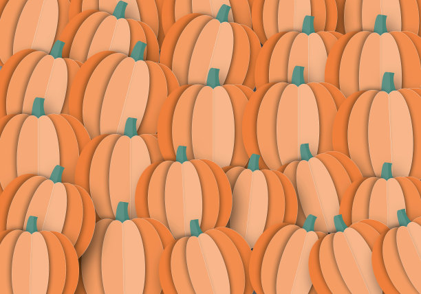 秋天万圣节南瓜，橙色南瓜背景，万圣节插图。图片下载