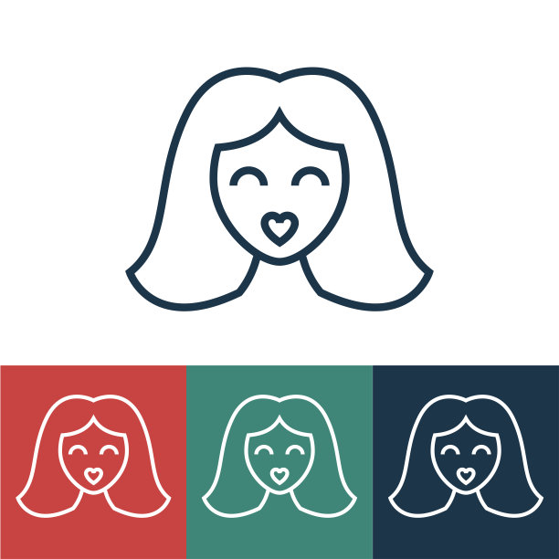 线性矢量图标与女孩的脸图片下载