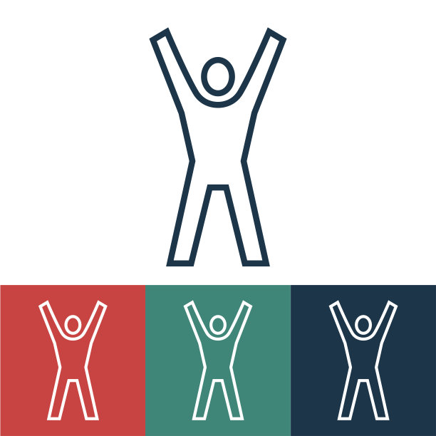 线性矢量图标与人举起了手图片下载