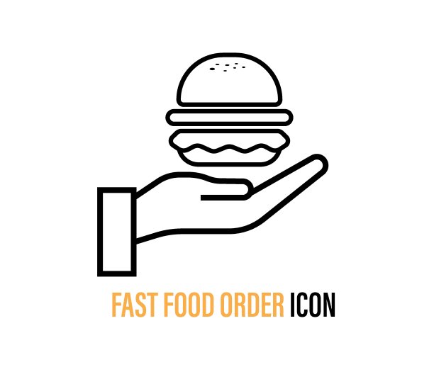 快餐外卖，logo设计。餐厅，咖啡厅和酒吧，矢量设计。外卖热食品和送货到家，插图。图片下载