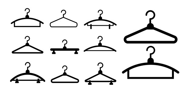 衣架矢量黑色图标。布衣架，物体衣架设置图片下载