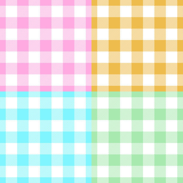 一套方形多色粉彩格子无缝设计的图案和背景图片下载