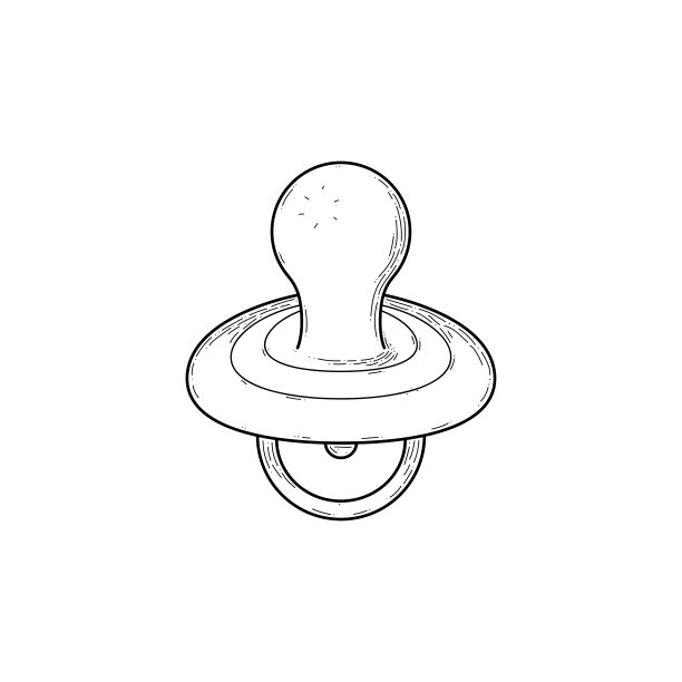 抽象手画安抚奶嘴婴儿出生儿童涂鸦概念矢量设计大纲风格孤立的白色背景饮料护理图片下载