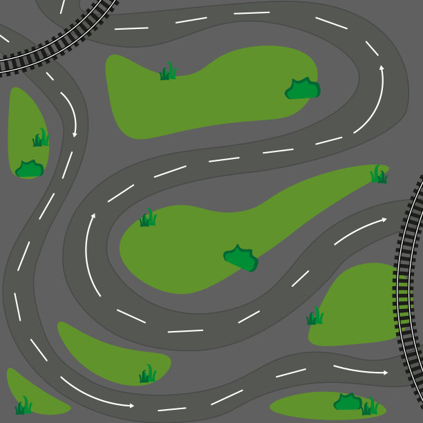 卡通道路交通图形场景图片下载