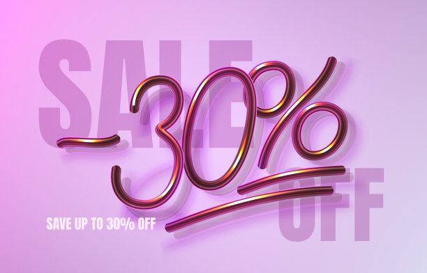 高达30折的销售横幅，促销传单，市场标签。向量图片下载