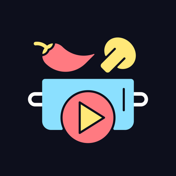 烹饪显示黑色主题的RGB颜色图标图片下载