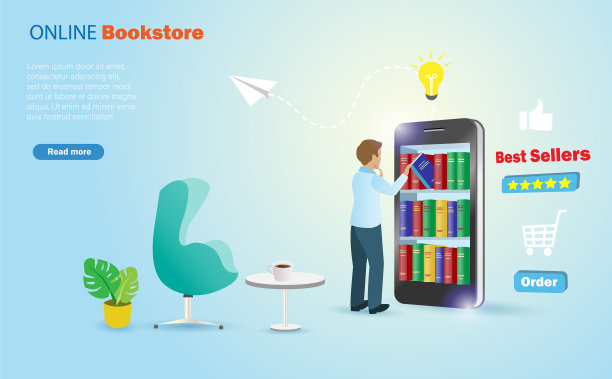 男士在线从智能手机书店挑选书籍图片下载