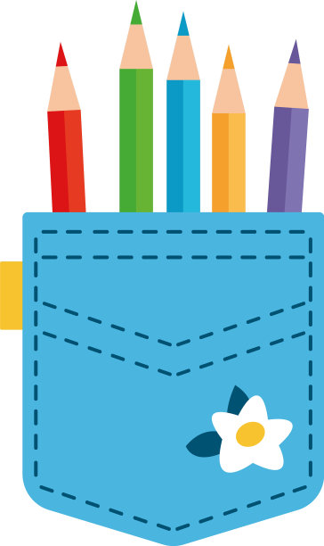 蓝色口袋里的铅笔伸出来了图片下载