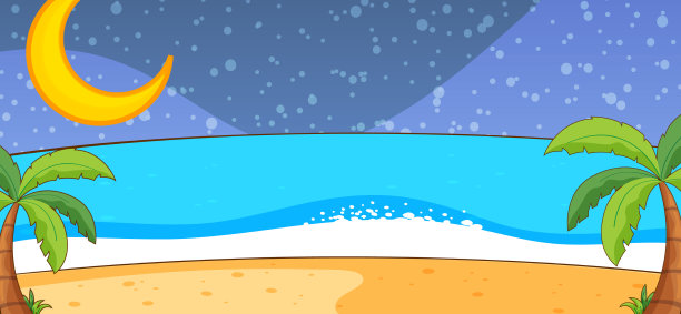 空旷的海滩自然的夜晚在简单的风格图片下载