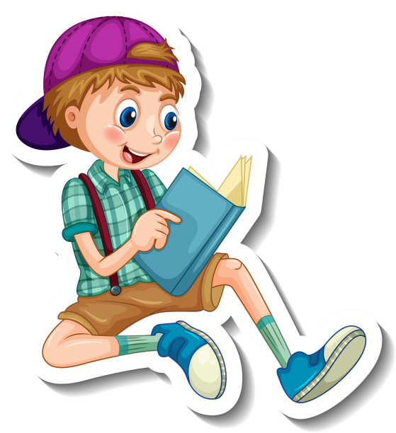 贴纸模板有一个男孩卡通人物图片下载