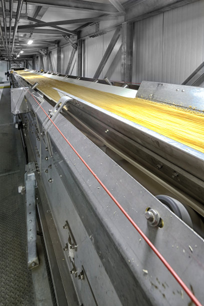 大麦在工业输送机上飞驰而过图片下载