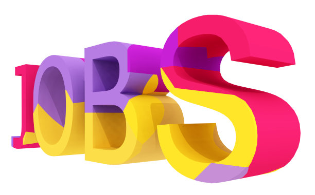 JOBS这个词在白色的背景上以单独的颜色显示图片下载