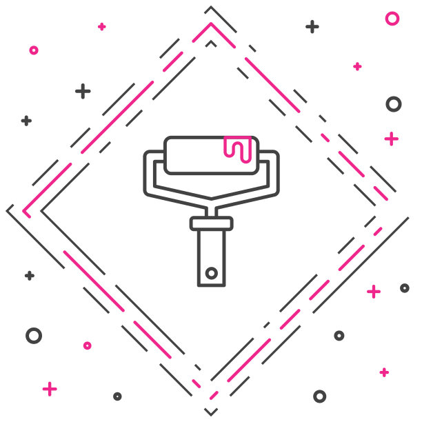 线漆辊刷图标隔离白色图片下载