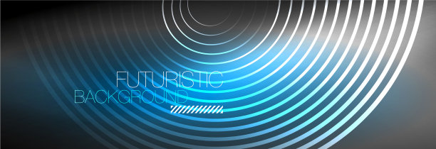 暗抽象背景与发光的霓虹灯圈图片下载