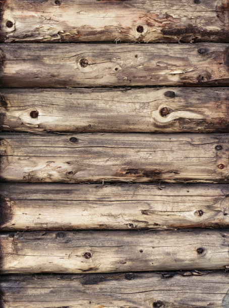 背景是一堵古老的原木木墙图片下载
