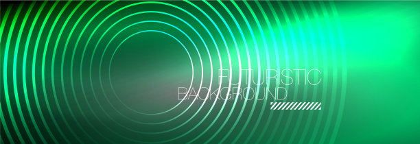 暗抽象背景与发光的霓虹灯圈图片下载