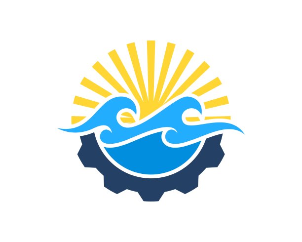 机械齿轮与抽象的波和阳光背后图片下载