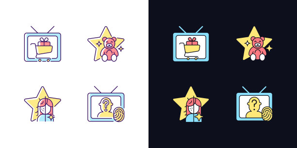 电视明暗主题RGB彩色图标设置图片下载