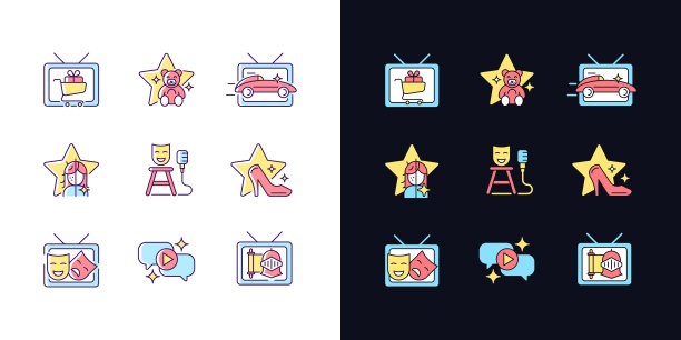 电视显示明暗主题的RGB彩色图标设置图片下载