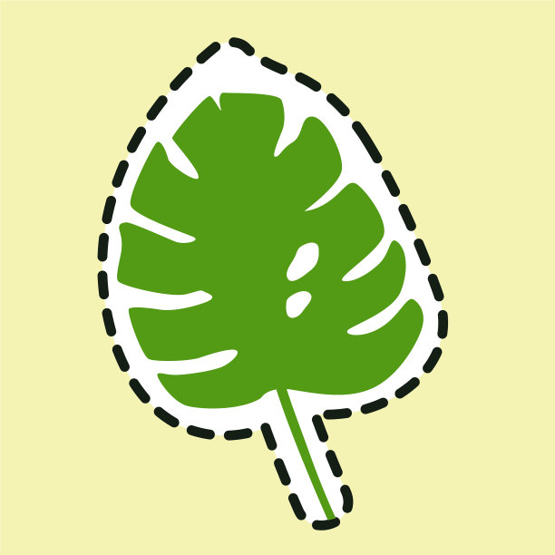 怪物的叶子图标孤立在黄色的背景图片下载