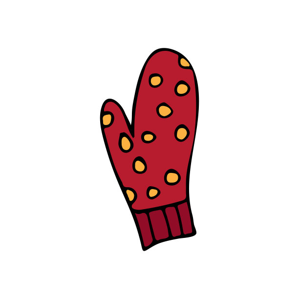 五颜六色的涂鸦连指插图在矢量。五颜六色的手套图标在矢量。图片下载