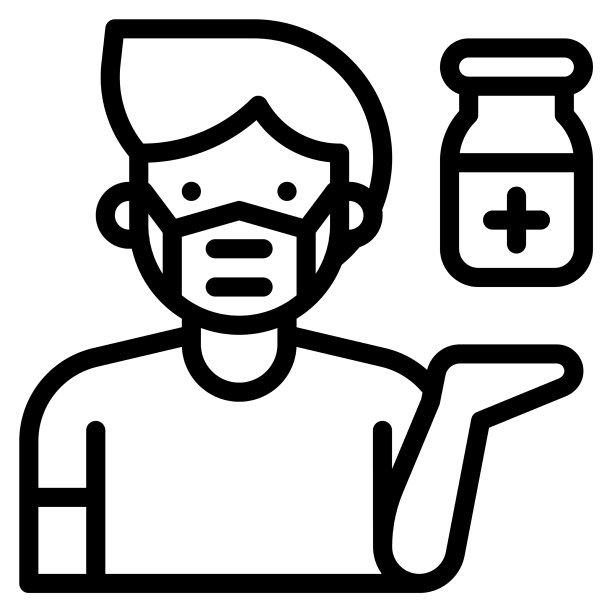 拿着疫苗瓶的男人和疫苗研发图标图片下载