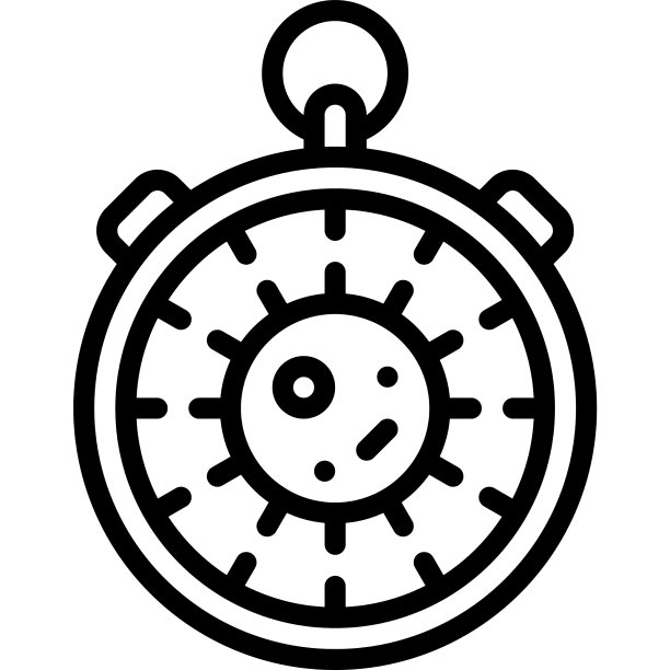 带病毒图标的秒表，疫苗开发图片下载