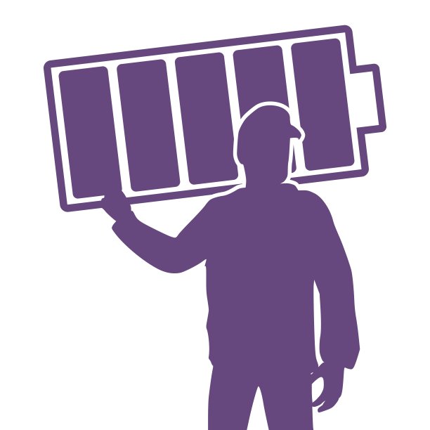 男人的轮廓与高水平的能量电池图片下载