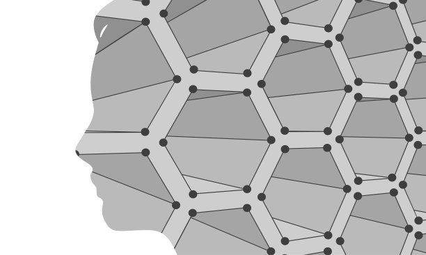 一个女性头部的剪影和蜂窝状背景图片下载